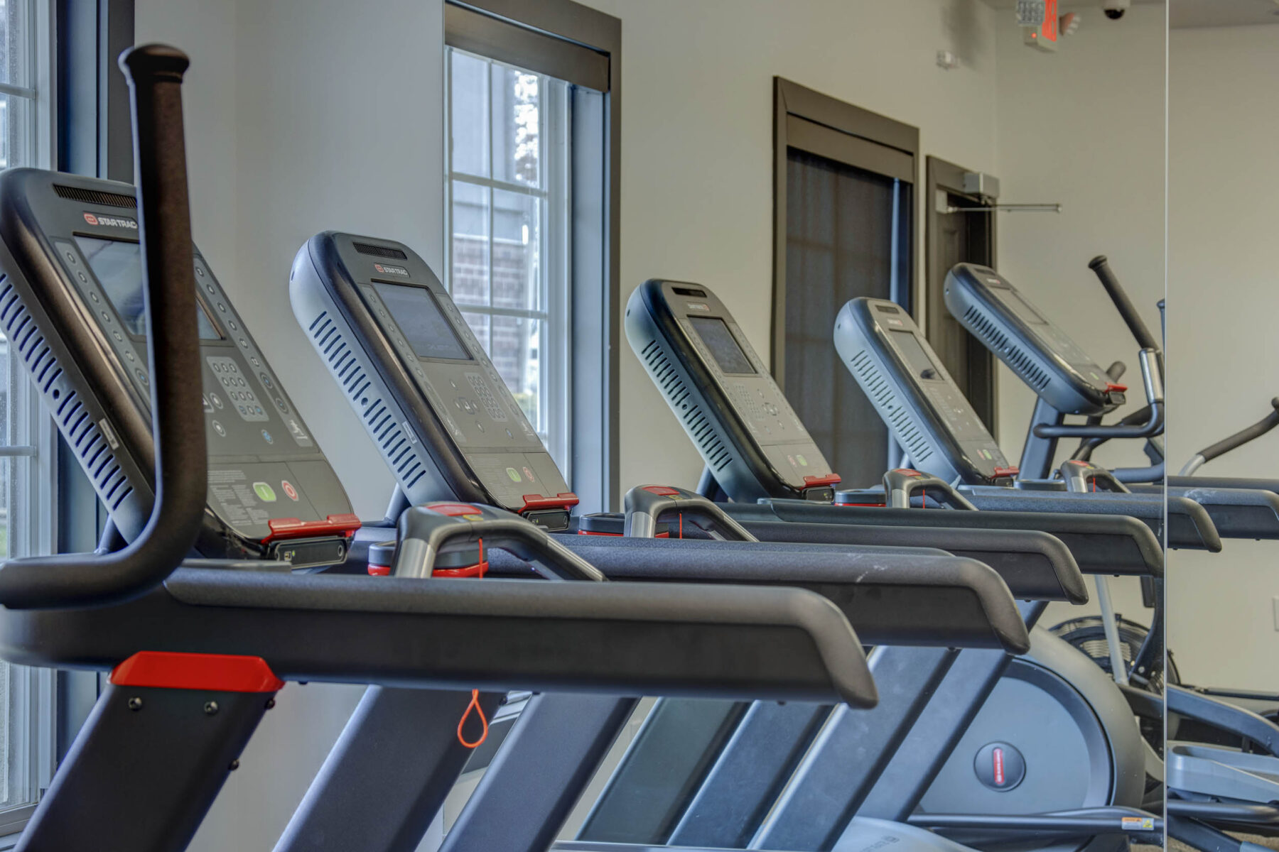 Fitness center with treadmills